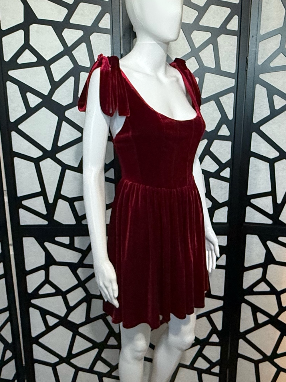 Brand New Red Velvet Midi Skater Dress from Cider - XS